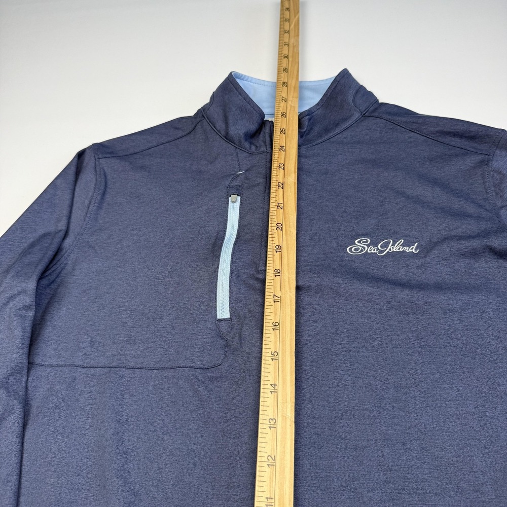 Peter Millar Pullover Mens Medium Blue Quarter Zip Long Sleeve Sea Island Golf - Picture 5 of 10